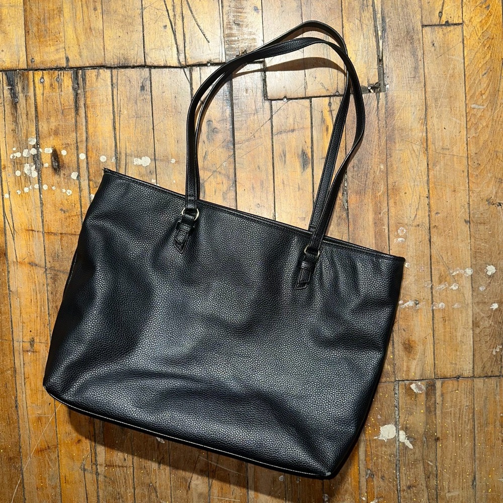 Nanette Lepore Handbag Black Faux Leather Pebble Textured Adjustable Strap - Picture 5 of 11